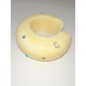 Lizzie Fortunato Cream Acrylic Cuff Bracelet  with Multicolored Stones was $225